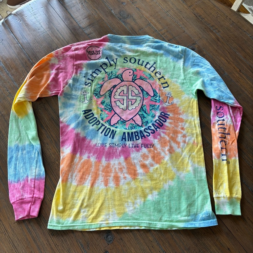 Simply Southern S long sleeve turtle tie dye top - Picture 9 of 13
